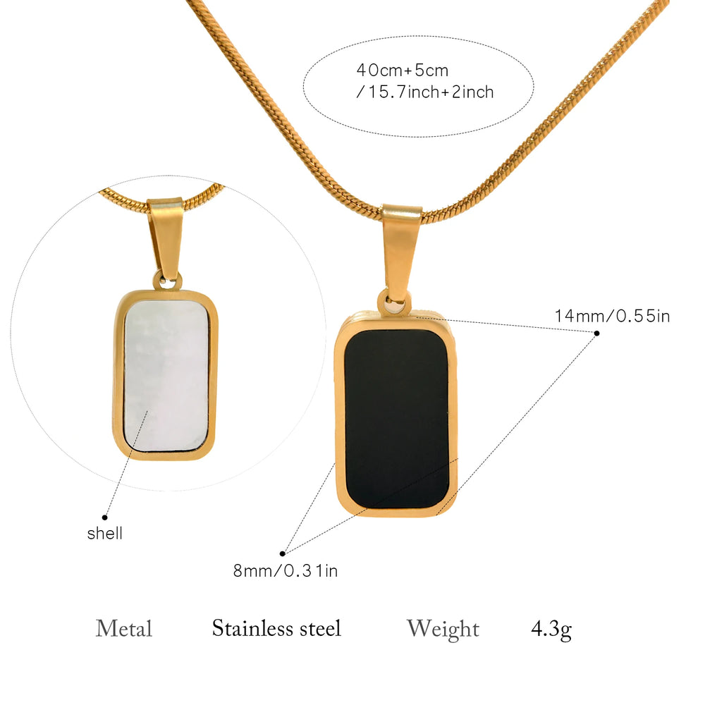 Classic Square Pendant Necklace for Women, Made of Stainless Steel detail view