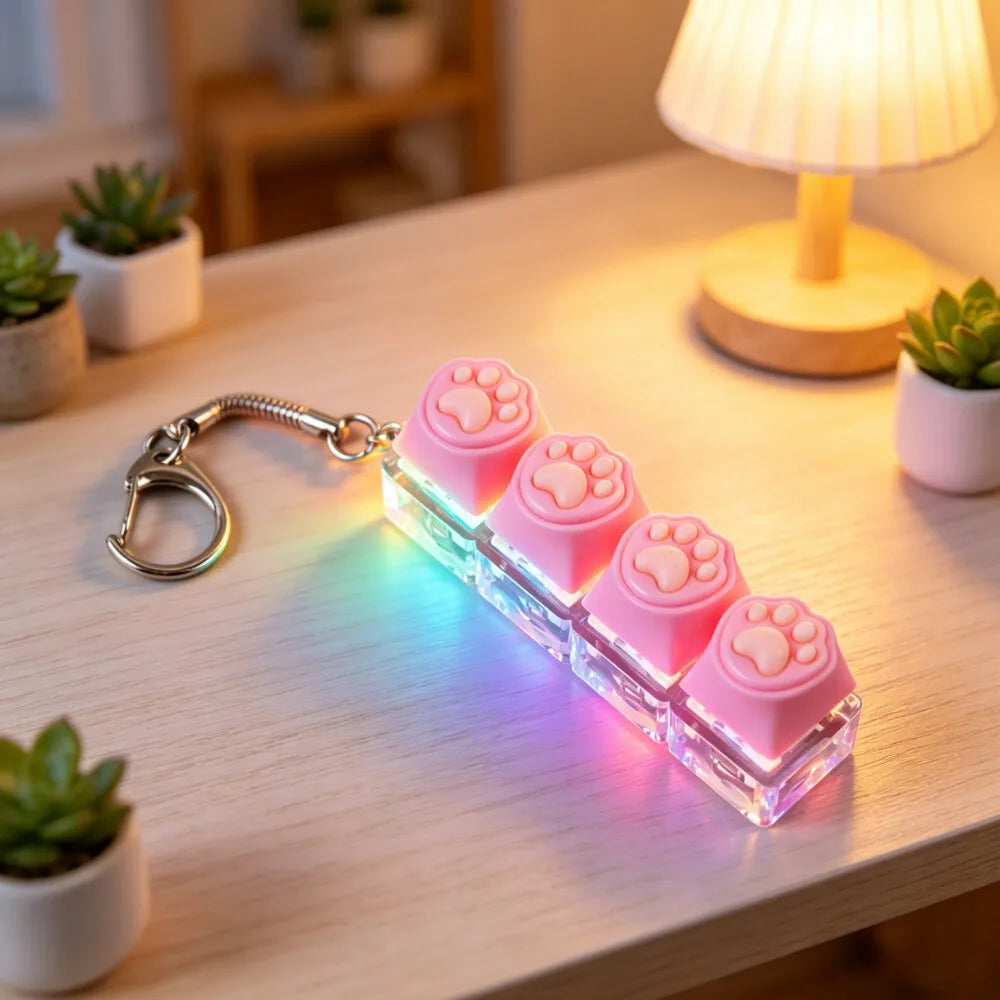 LED Keyboard Keychain Fidget Toys Crystal Clicker Sensory Toy for Stress Relief Keybo lifestyle view