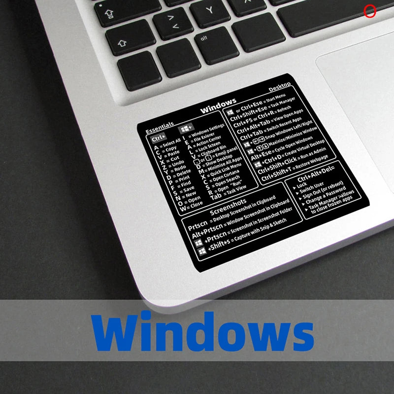Windows PC Keyboard Shortcut Sticker | Reference Guide for Laptop Desktop additional angle