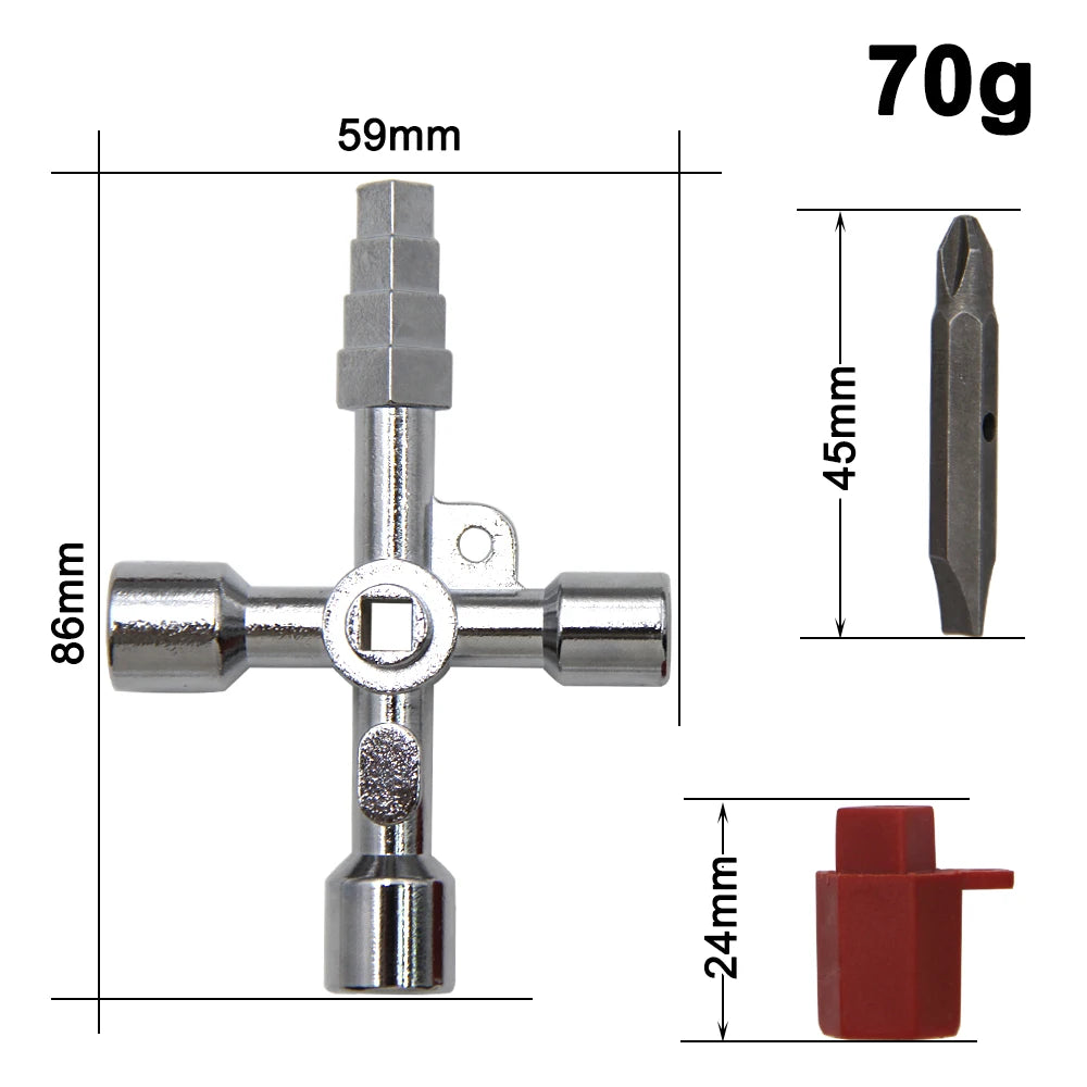4in1 Silver Key Wrench Set | Electrical Elevator Control Cabinet Screwdriver Tool alternate view