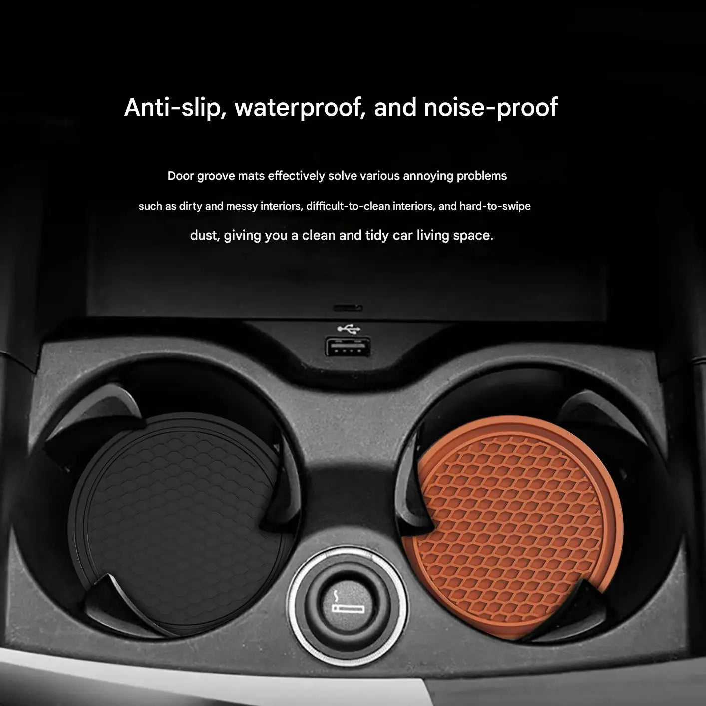 Black Silicone Car Cup Holder Insert Coaster alternate view