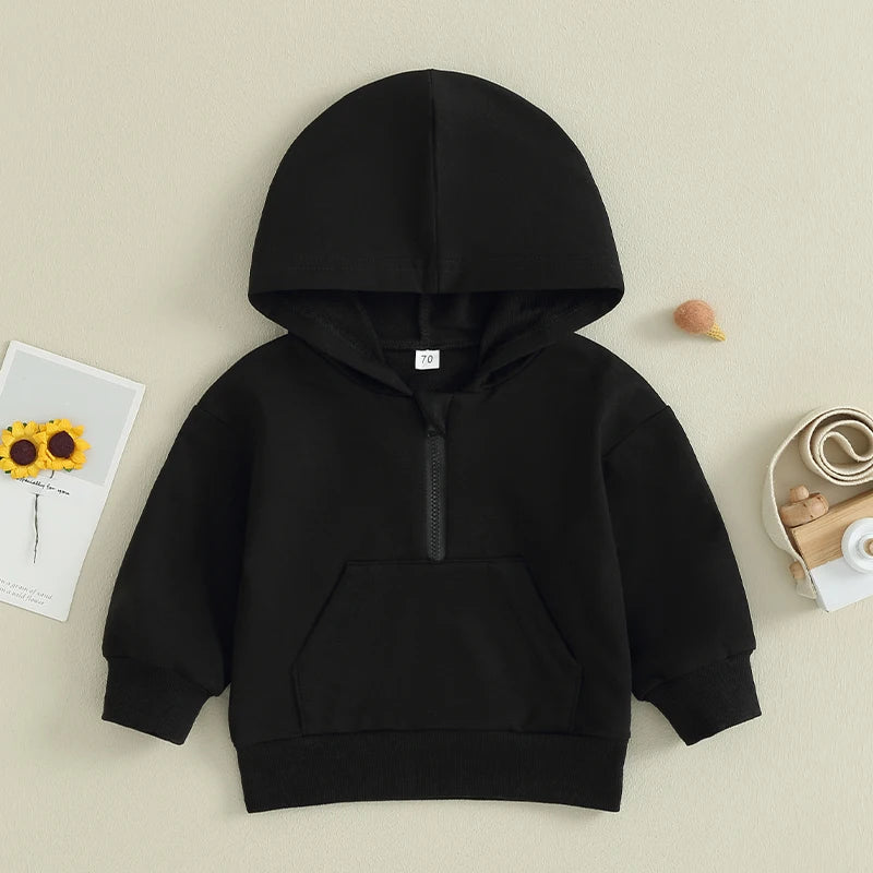 Kids Solid Color Hoodie | Long Sleeve Pullover for Toddlers close-up view
