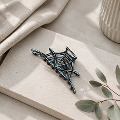 JIVELA Alloy Spider Web Hair Claw Clip Metal Gothic Jaw Clip for Women Girls Punk Hall close-up view