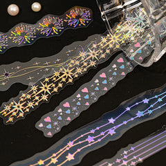 Mr.Paper 20Pcs/Pack Starlight Series Laser Silver PET Long Strip Stickers Holographic alternate view