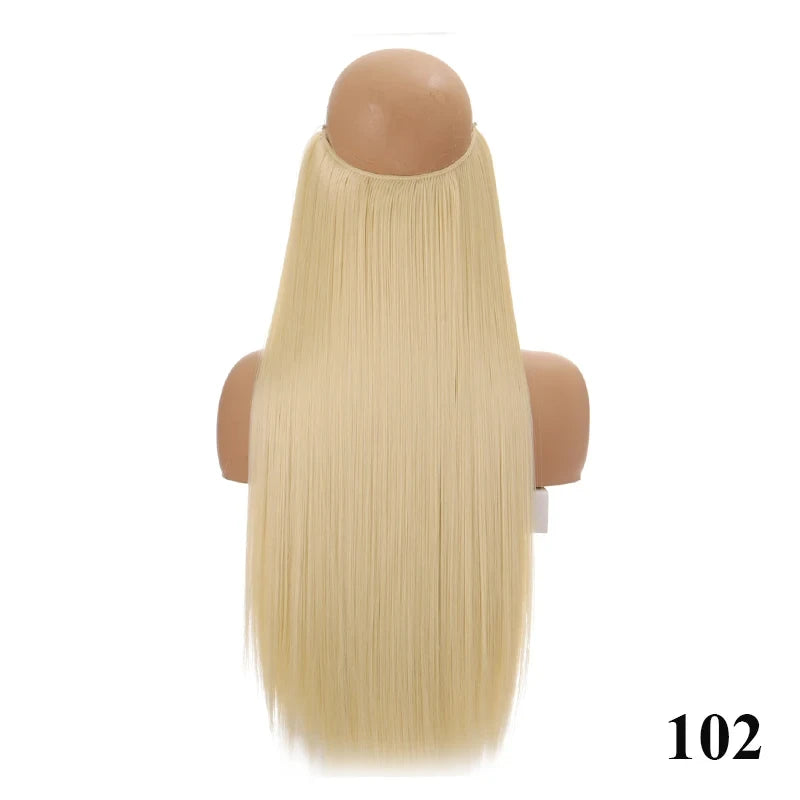 Fish line hair extension piece | 40cm 50cm 60cm straight and curly daily wear for w additional angle