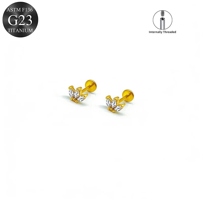 EVISPOL ASTM F136 G23 Titanium Tiny CZ Labret Lip Stud Earring for Women 16G Heart additional angle