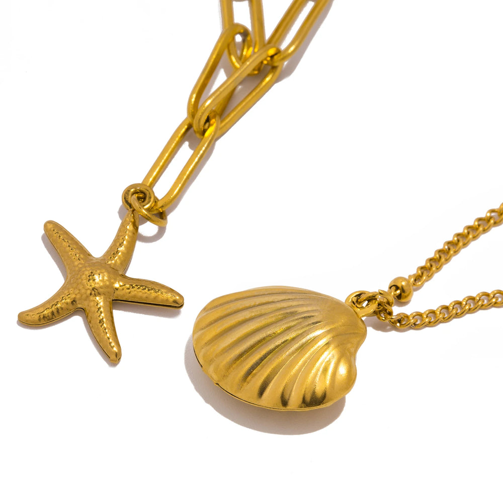 Double Layer Seashell Necklace | Summer Beach Jewelry for Women lifestyle view