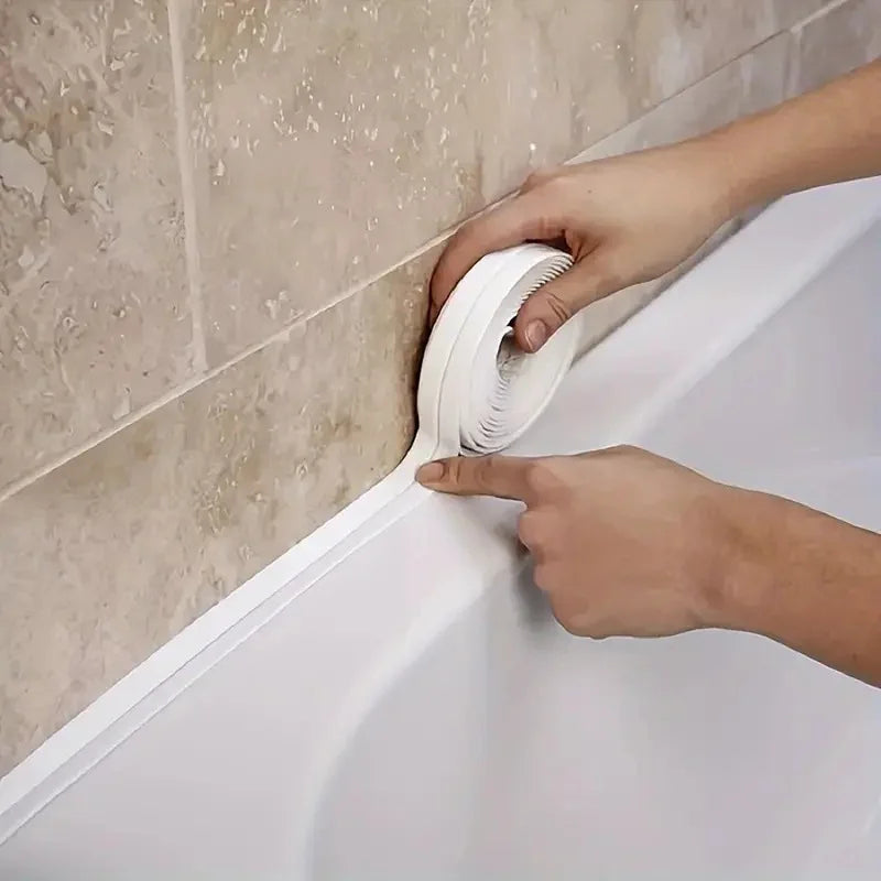 1pc Bathroom Waterproof Wall Stickers Sealing Tapes | PVC Adhesive Sealing Strips for close-up view