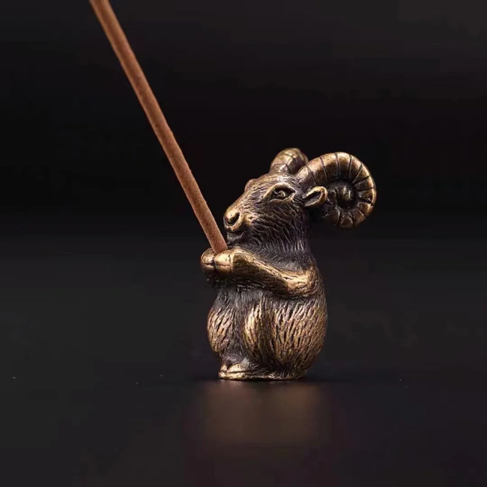 Mini Metal Incense Stick Holder | Chinese Zodiac Animal Incense Burner additional angle