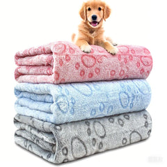 1pcs Ultra-Soft Paw Print Dog Blankets - Machine Washable, Cozy Pet Pillow Pads for Indoor & Outdoor