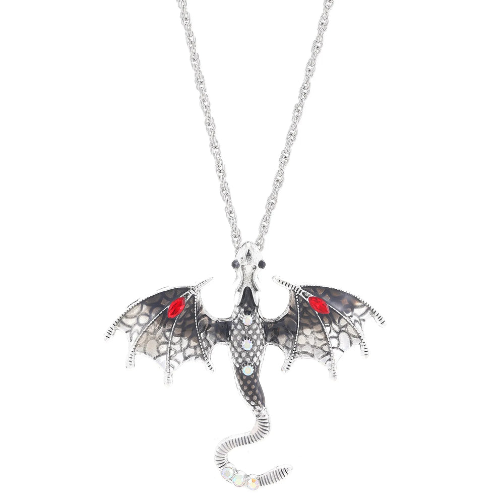 Goth Fly Dragon Pendant Necklace | Punk Snake Chain Choker for Men and Women additional angle