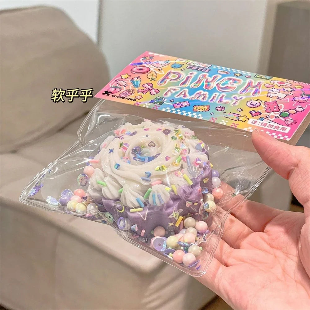 Taba Squishy Squeeze Toys Fidget Squishy Food Toys Reduced Pressure Kawaii Donuts Waff close-up view