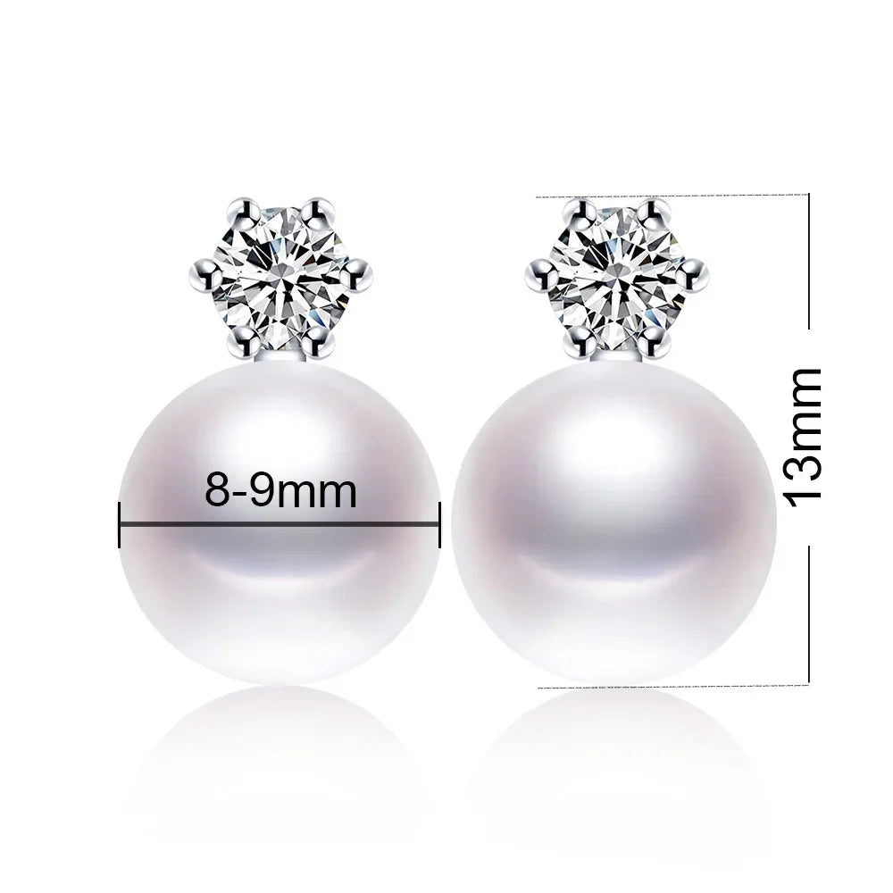 Real Freshwater Pearl Stud Earrings | 100% Genuine AAAA Pearl in 925 Sterling Silver alternate view