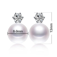 Real Freshwater Pearl Stud Earrings | 100% Genuine AAAA Pearl in 925 Sterling Silver alternate view