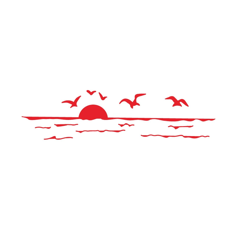 Sunset Over Ocean Scene RV Camper Decal | Beach Sunset Vinyl Sticker for Car Window additional angle