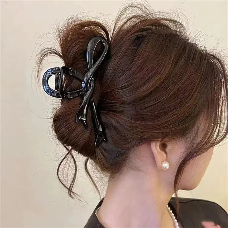 13cm Acrylic Ribbon Bow Hair Claws Crab Hair Clips Glossy Barrettes Headwear Hairpins Sh detail view