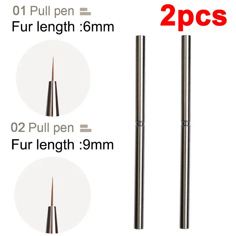 Nails Art Liner Brushes Striping Drawing Elongated Lines Painting 6/9/12/15/18mm Nail close-up view