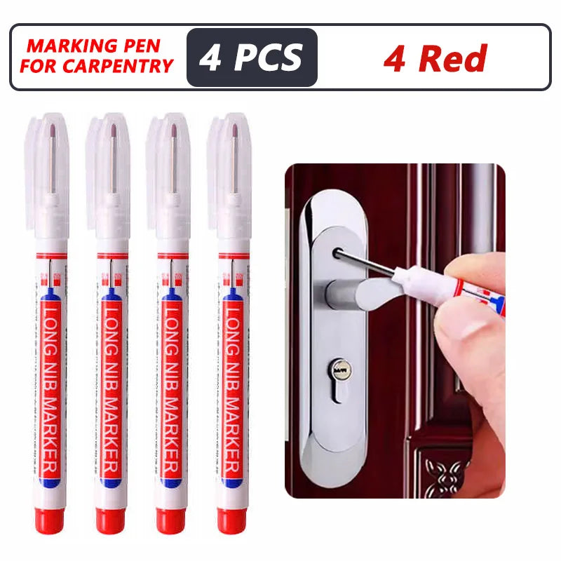 Deep Hole Long Nib Markers for Metal Wood Tile | 8-Pack Waterproof Marking Pens close-up view