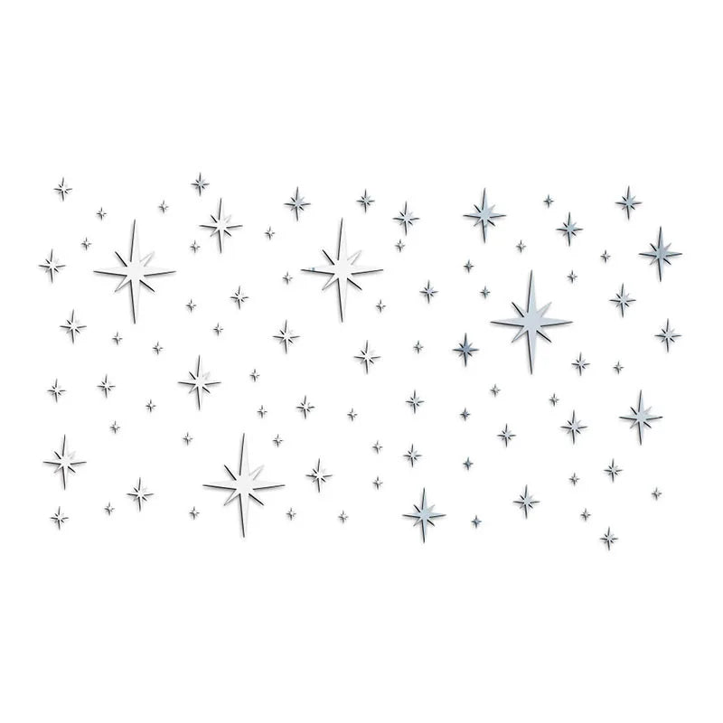 82pcs Acrylic Star Mirror Wall Sticker | Self-Adhesive Wall Decor Set additional angle