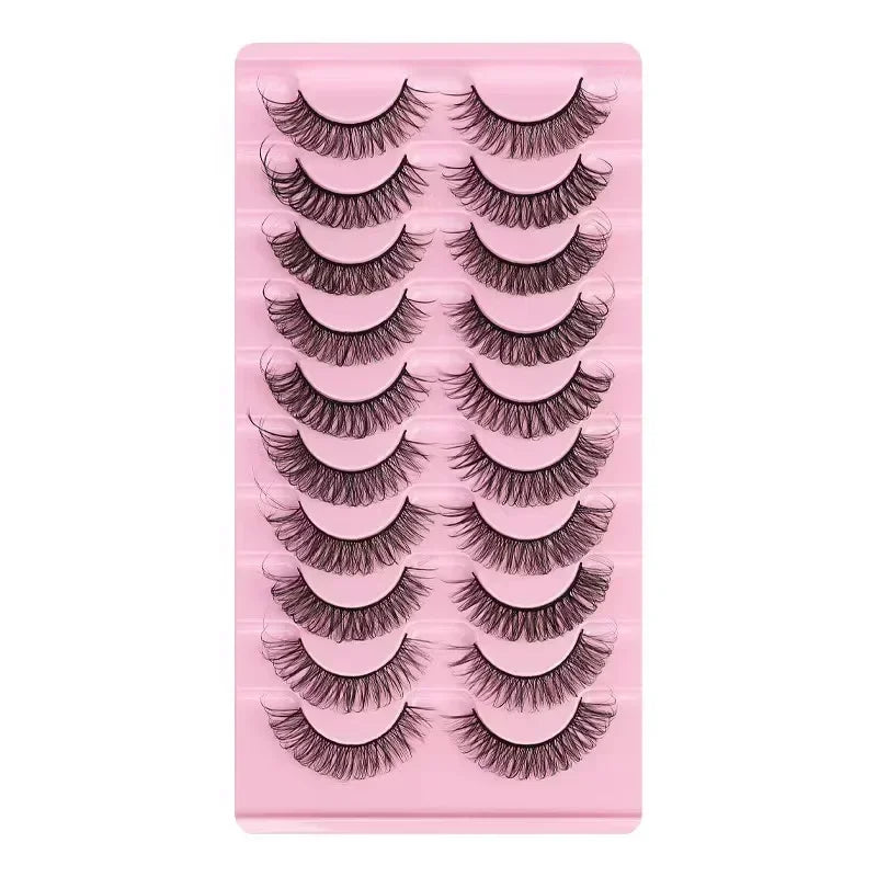 10Pairs 3D Mink Lashes Russian Strip Lash Dramatic False Eyelashes Faux Cils Makeup F alternate view