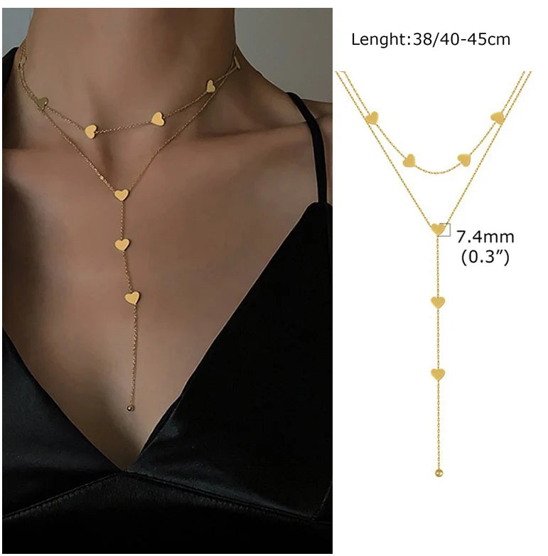 Beaded Long Chain Y Shape Necklace For Women, Minimalist Drop Bar Pendant Choker Necklac detail view