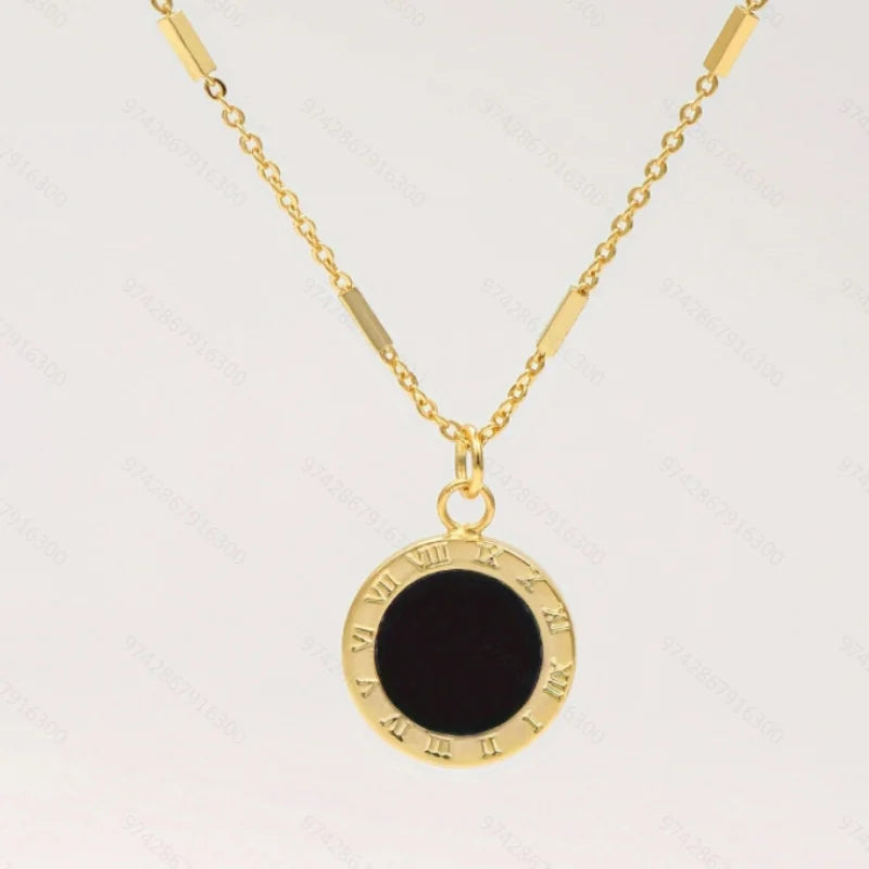 Vintage Roman Numeral Pendant Necklace | Women's Clavicle Chain Jewelry detail view