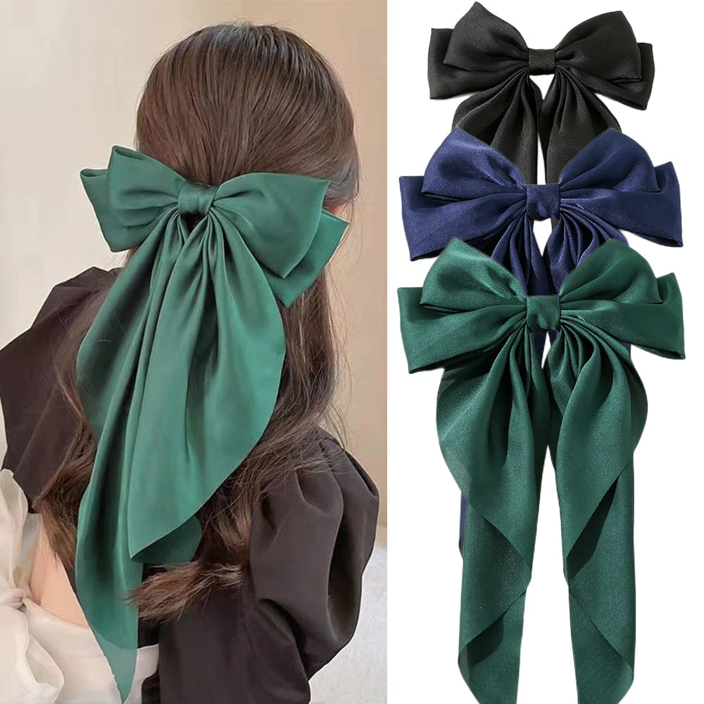 Satin Bow Hair Clips for Women Girls