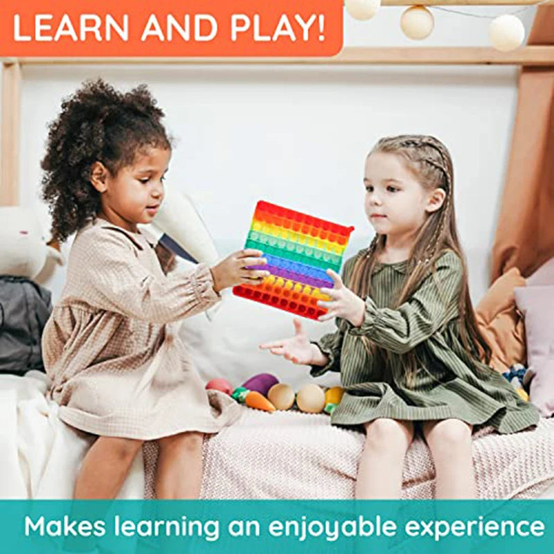 Large Rainbow Push Bubble Fidget Toy | Big Size Sensory Stress Relief for Kids and Adult detail view