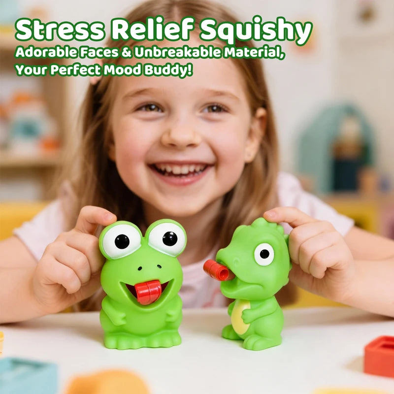 Funny Frog Dinosaur Squeeze Toy Creative Sticking Tongue Out Animal Sensory Toys For lifestyle view