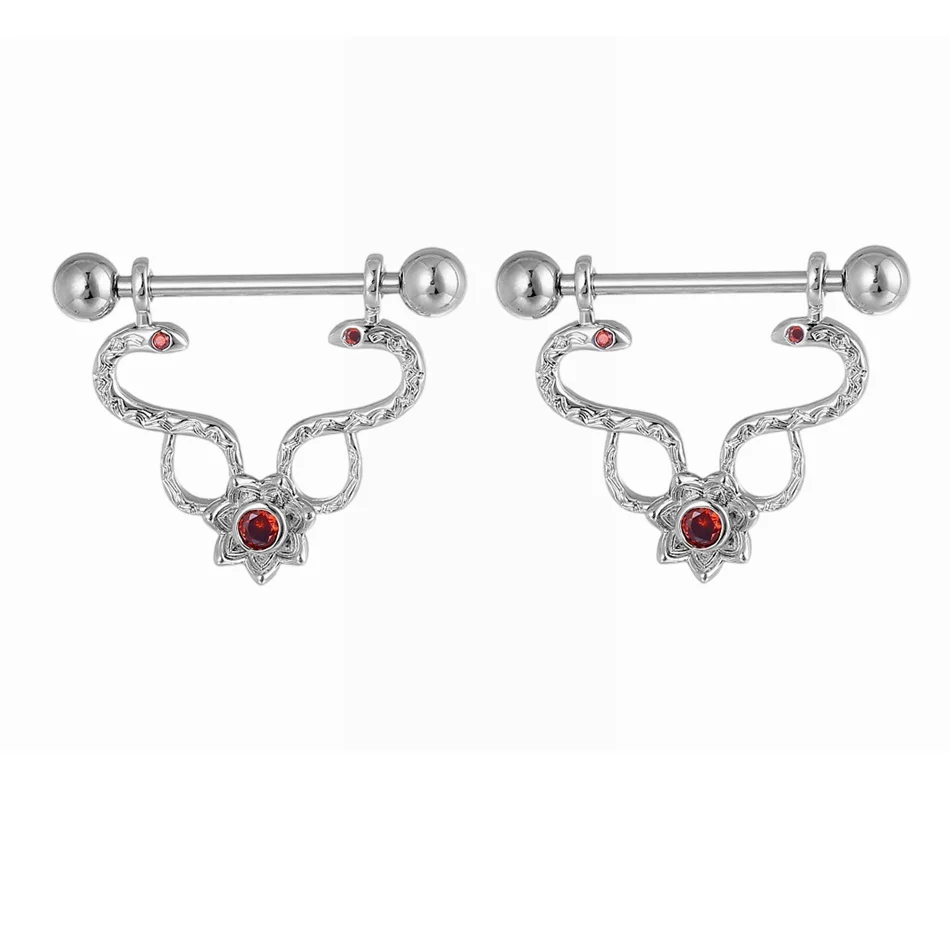 2pc 16G 14G Titanium Barbell CZ Zircon Nipple Shield Jewelry Women Anti-allergic Bo additional angle