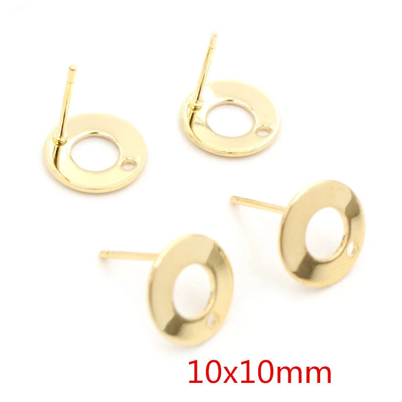 20pcs 316 Stainless Steel Gold Color Geometric Earring Stud Earring Posts Connector additional angle