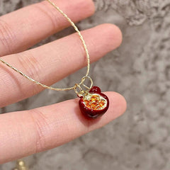 Vintage Style Pomegranate Pendant Necklace, Stylish and Elegant Collarbone Chain, Wome close-up view