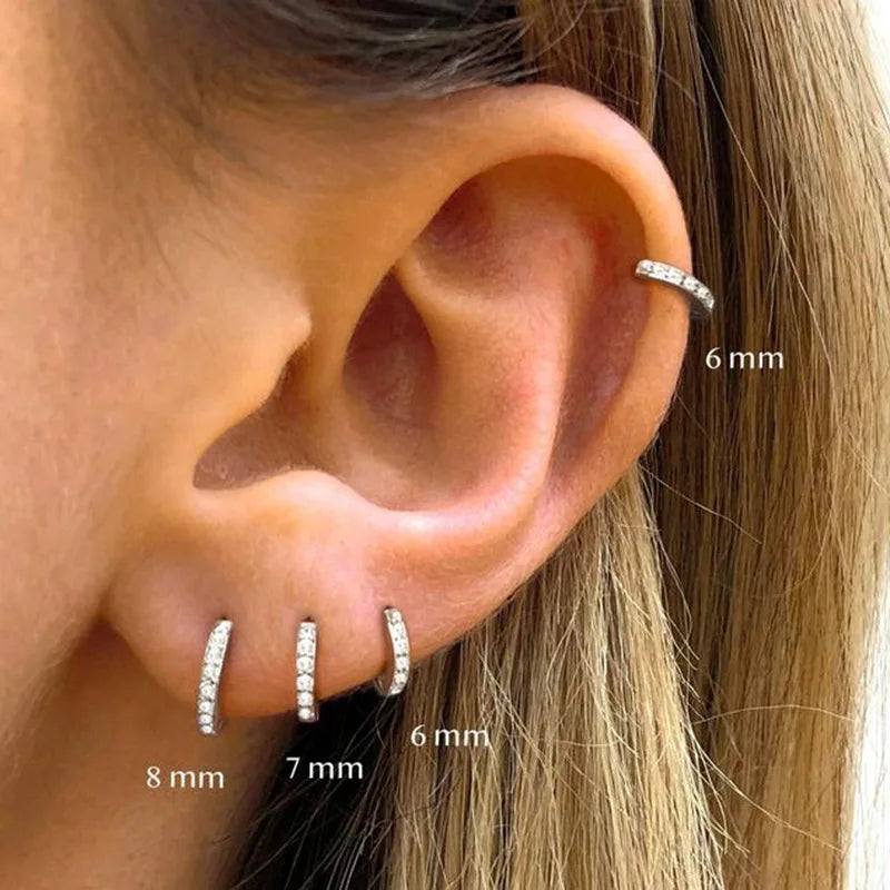 2Pcs Rainbow Little Huggies Stainless Steel Hoop Earrings Girl Tiny Rings Cartilage Smal detail view