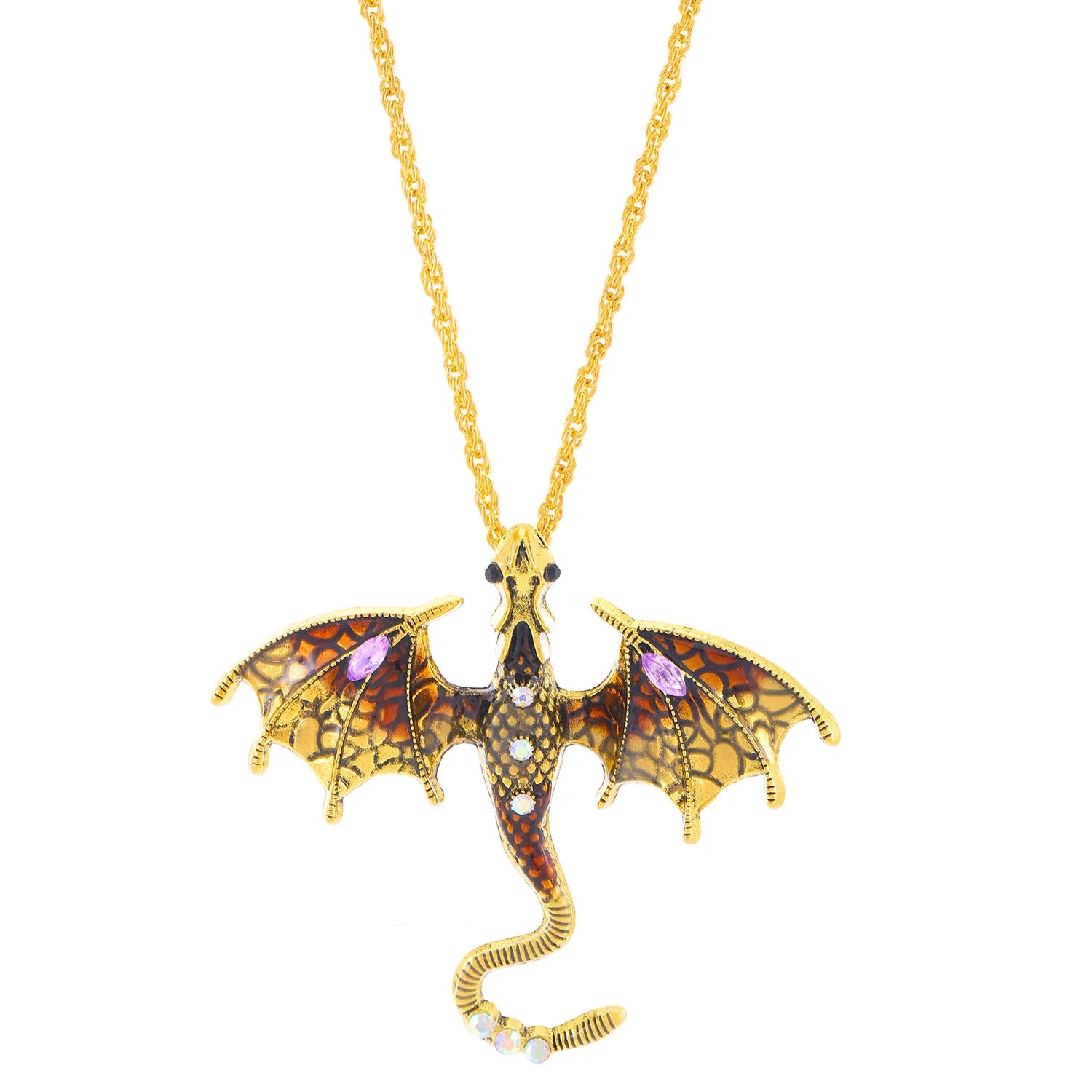 Goth Fly Dragon Pendant Necklace | Punk Snake Chain Choker for Men and Women alternate view