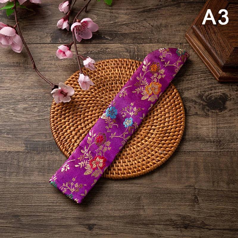Embroidered Folding Fan Cover Pouch | Silk Fan Protector additional angle