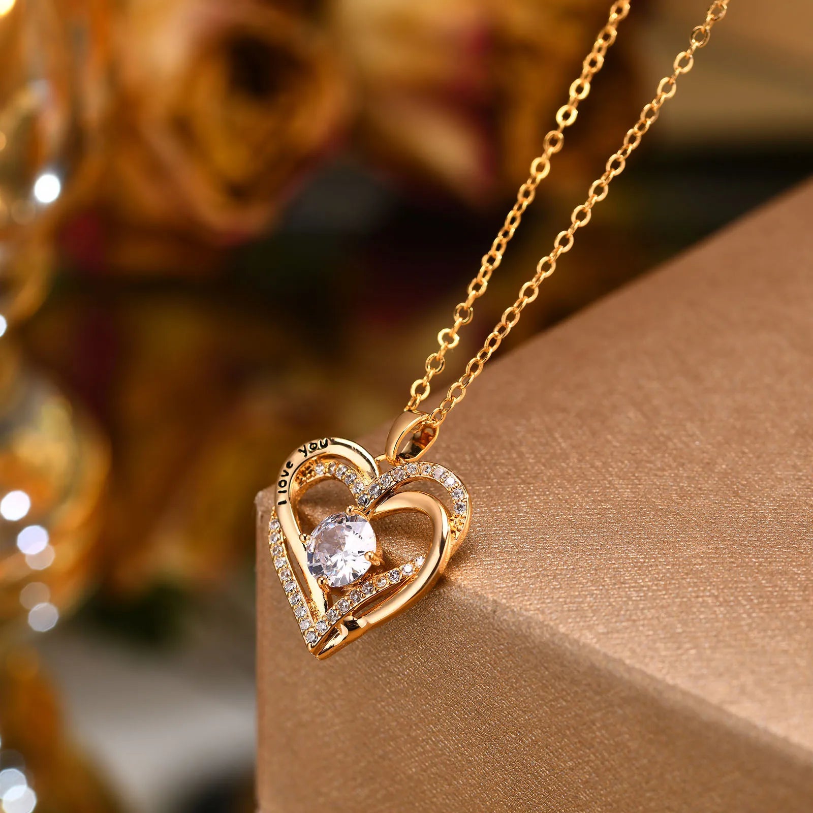 Heart Woman Necklace Birthstone Heart I Love You Jewelry For Wedding Birthday Party Mom detail view