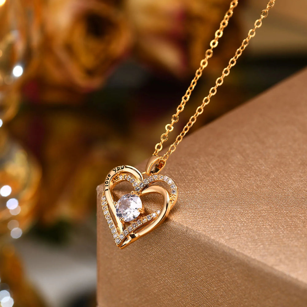 Heart Woman Necklace Birthstone Heart I Love You Jewelry For Wedding Birthday Party Mom detail view