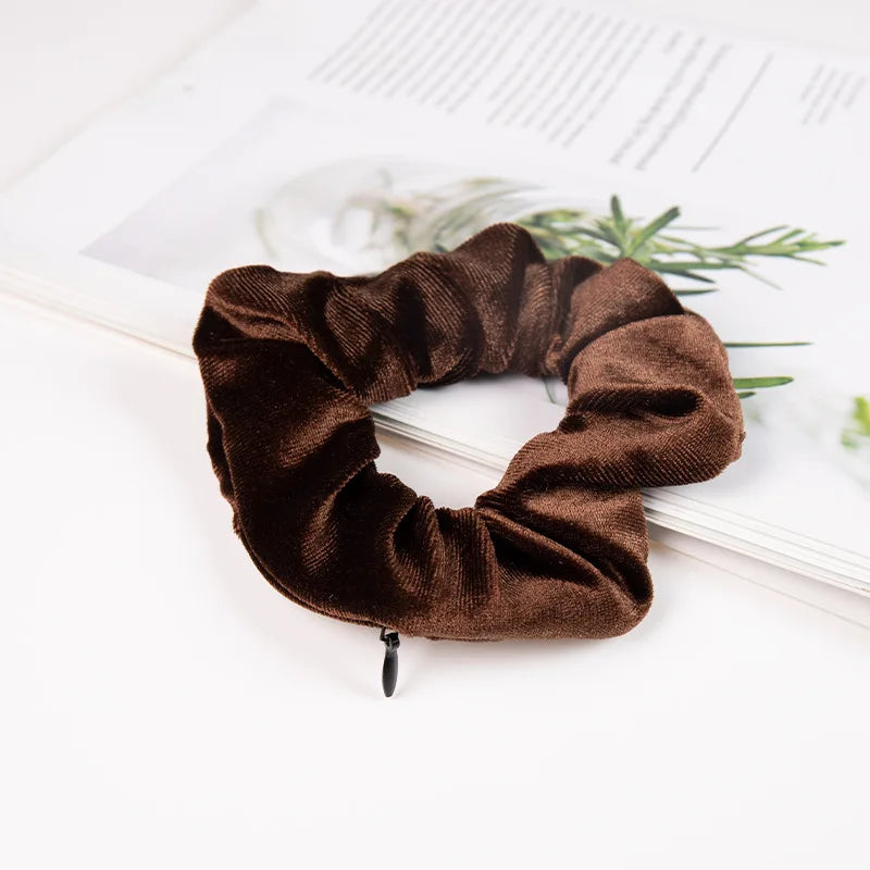 Portable Hidden Safe Sight Secret Hair Tie Storage Case Hair Scrunchie With Zipper Hide detail view