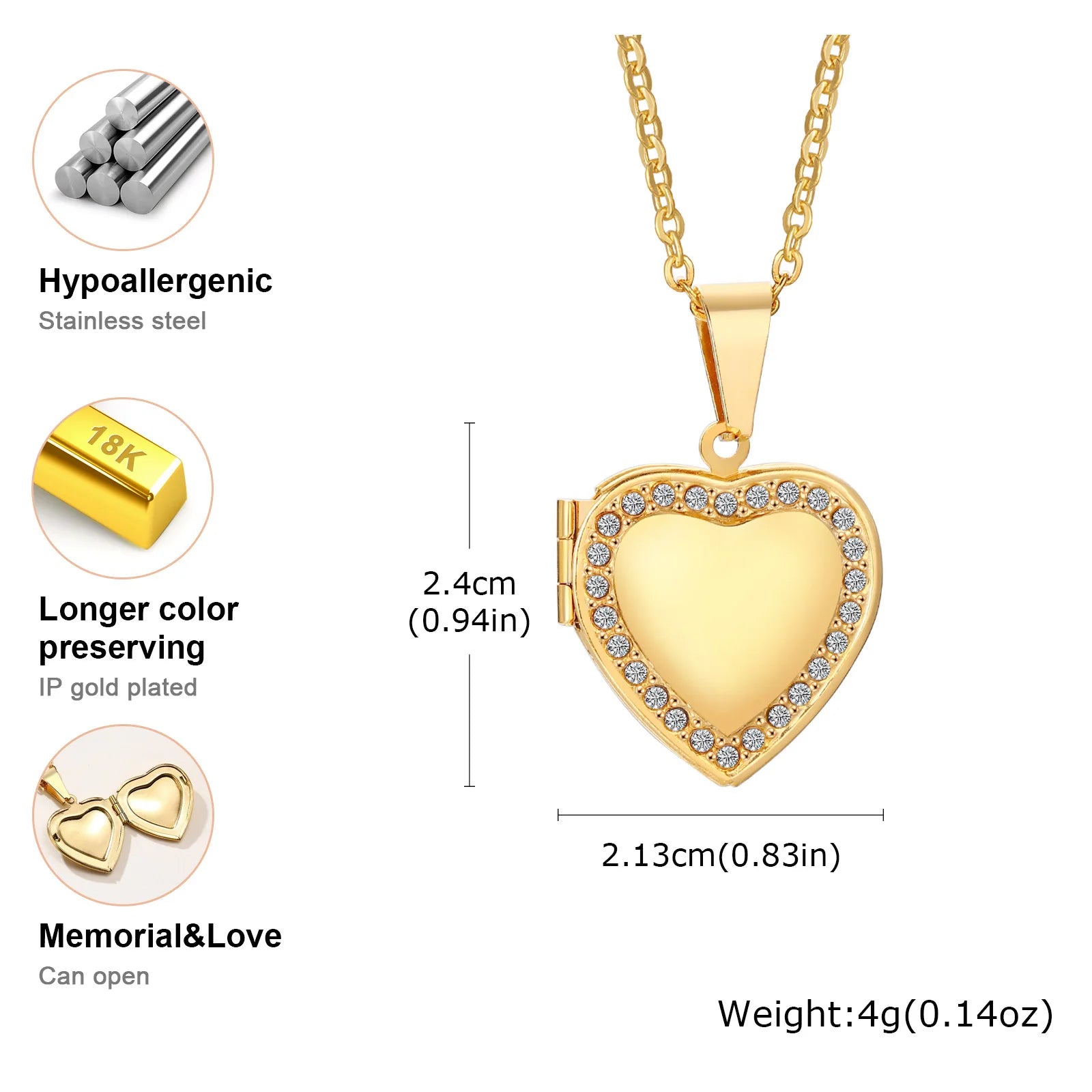 Gold Heart Locket Necklace with Photo Frame | Stainless Steel Jewelry for Women lifestyle view