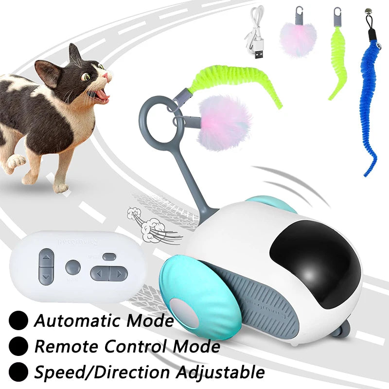 Self-Moving Automatic Cat Teaser Ball with Faux Tail Rechargeable Smart Sensor Cat Toy f detail view