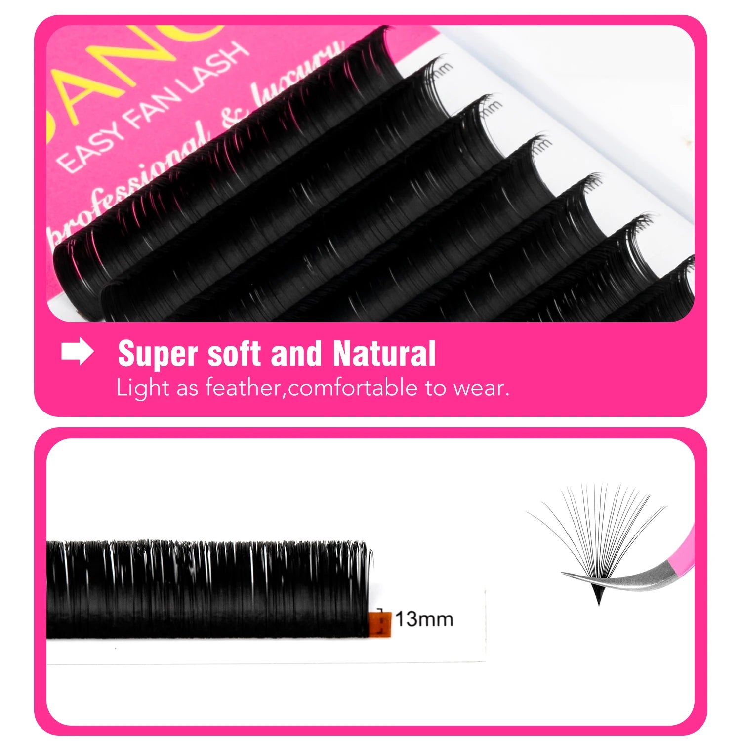 TDANCE Easy Fan Eyelash Extensions | Natural Blooming Faux Mink Individual Lashes close-up view