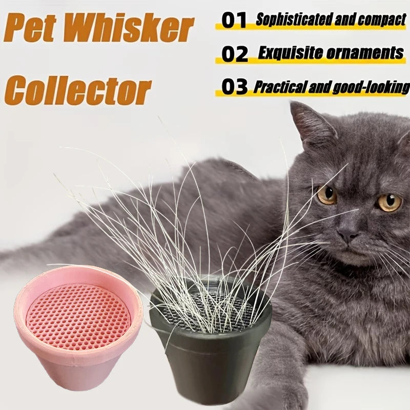 Mini Flower Pot Design Pet Whisker & Fur Collector Desktop Ornament Collectible Keepsake detail view