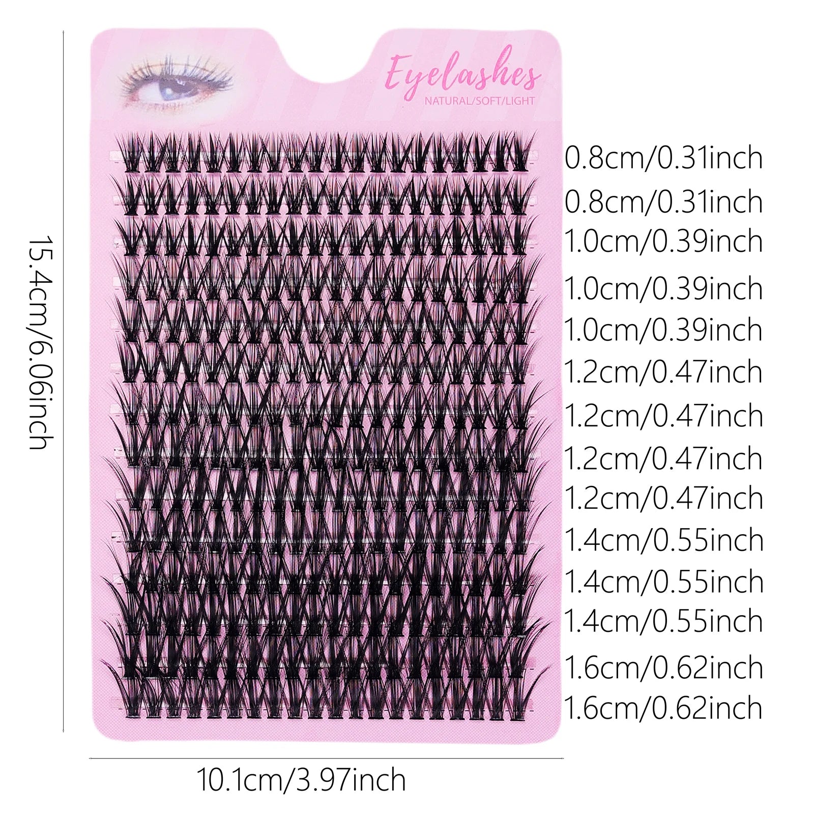 280pcs 40D Clusters False Eyelashes DIY Volume Individual Wispy Fluffy Lash Extensions close-up view