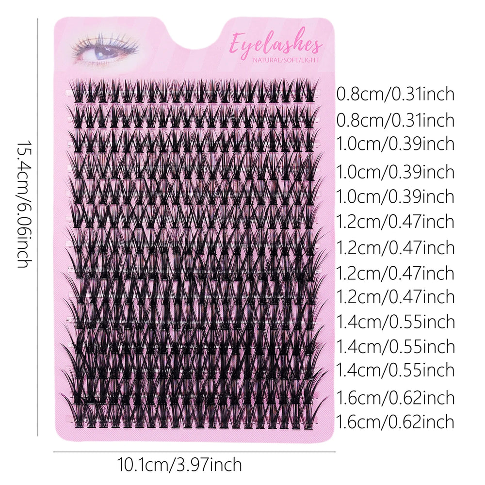 280pcs 40D Clusters False Eyelashes DIY Volume Individual Wispy Fluffy Lash Extensions close-up view