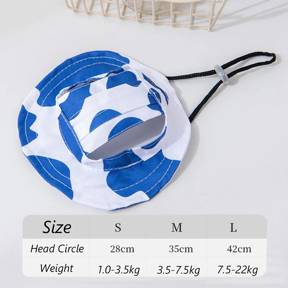 Cute Print Dog Hat for Small Medium Dogs | Adjustable Pet Cap for Pug Corgi Dachshund detail view