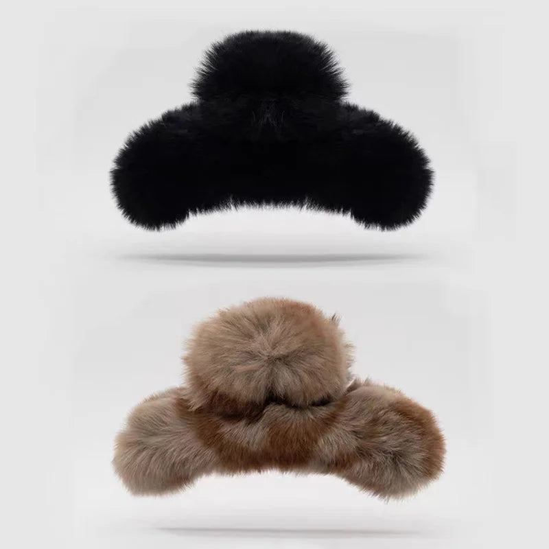 Plush Hair Clip, Cotton, 2 Pcs