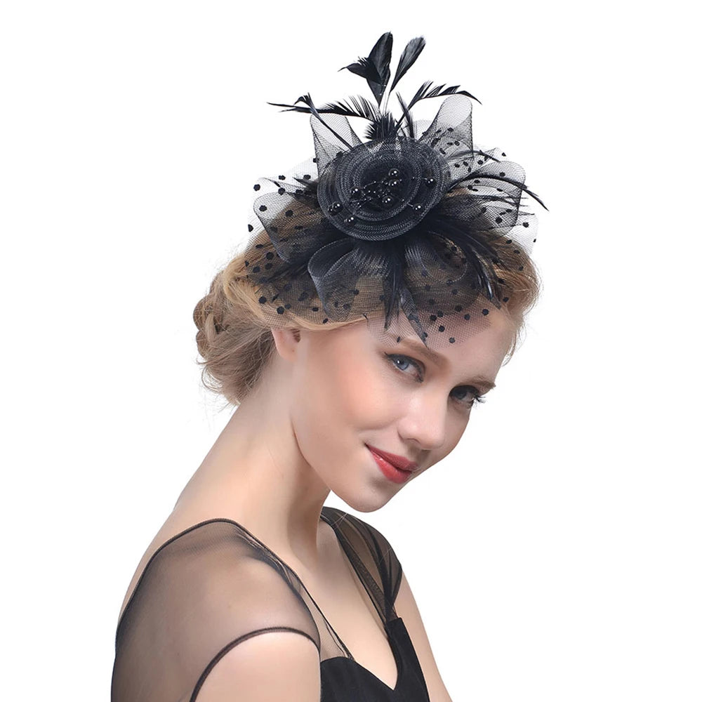 Women's Fashion Flower Feather Bead Corsage Hair Clip Bridal Hairband Brooch Pin Brida Barrettes Hair Accessories Jewelry