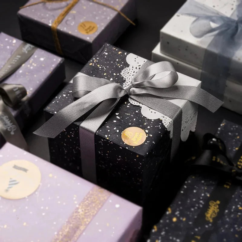 Floral Wrapping Paper Set | 5 Sheets with Gold and Silver Sparkles alternate view