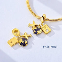925 Sterling Silver Gold Zircon Irregular Bracelet Charm Bead alternate view