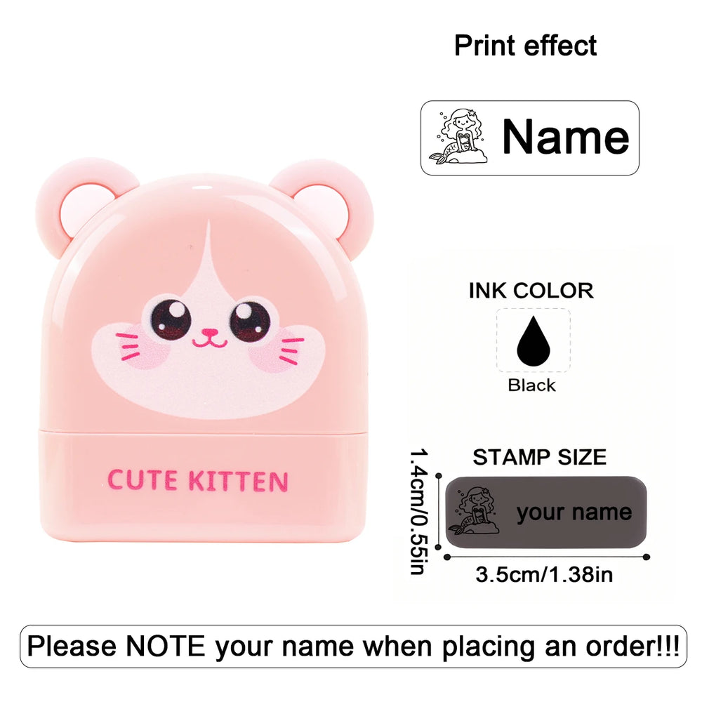 Personalized Animal Name Stamp | Custom Waterproof Clothing Label for Kids close-up view